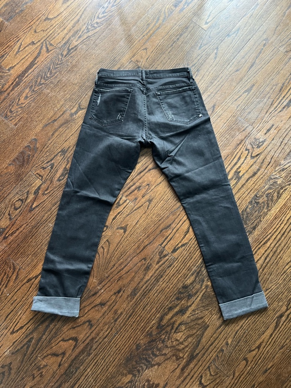 Frame Denim Black Boyfriend Jeans with Cuffed Hem - Picture 3 of 3